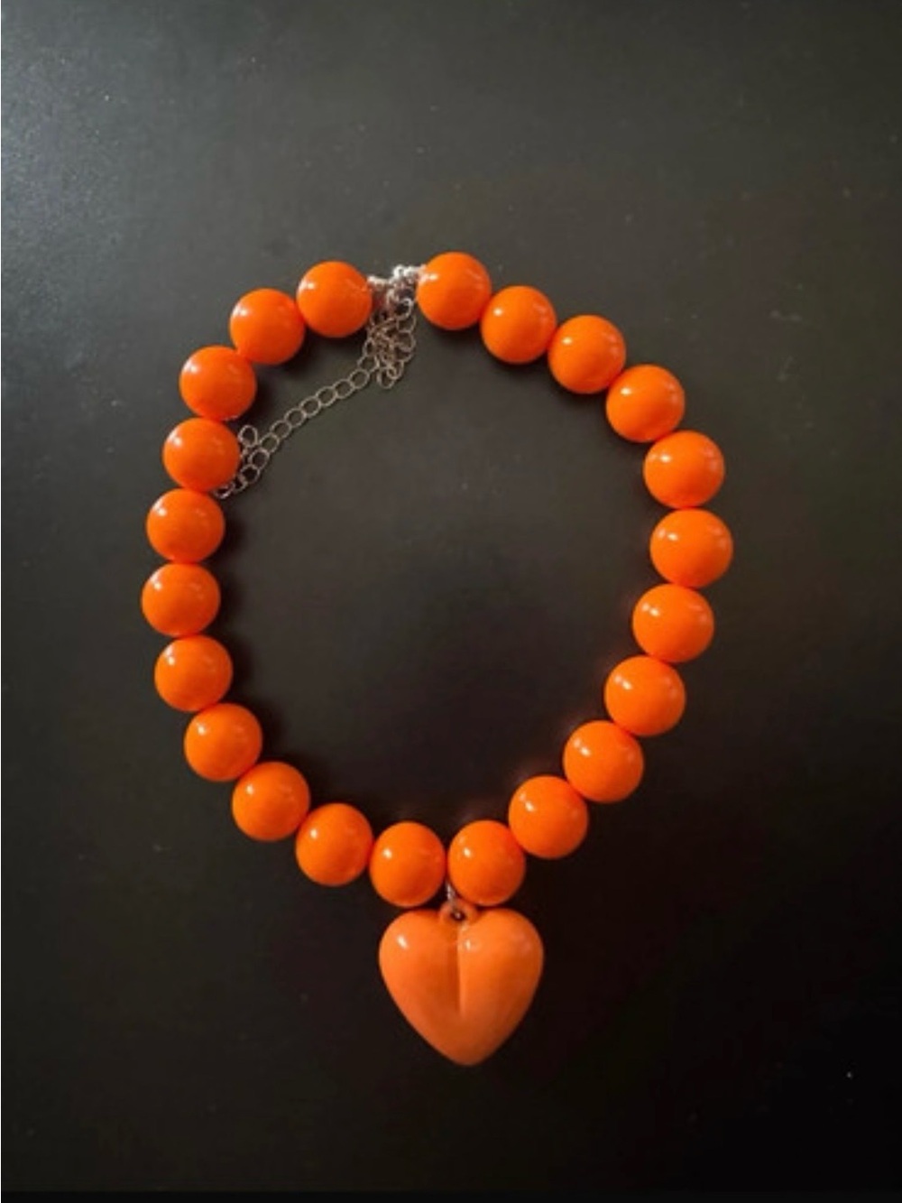 Orange Beaded Heart Necklace - Women Jewelry